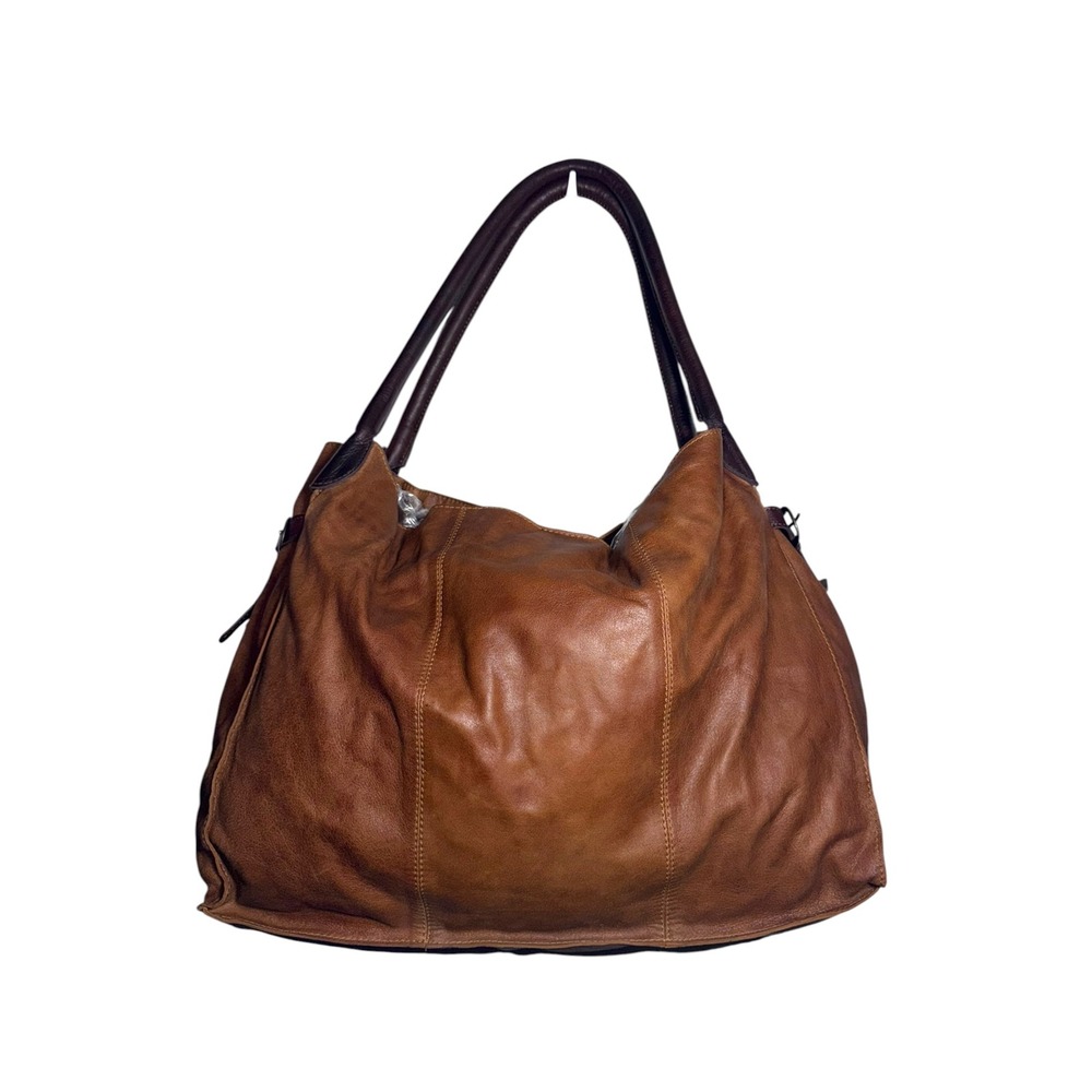 We The Free Reina Tan Brown Lamb Leather Slouchy Hobo Tote Bag Paisley Lining